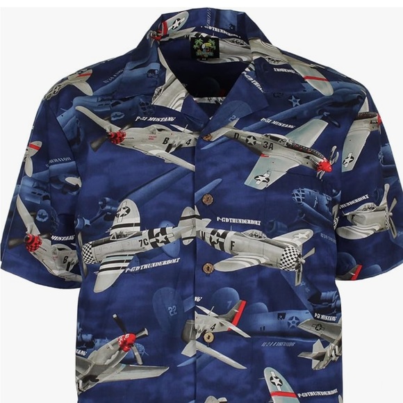 Benny's USA Fighter Planes Men's Hawaiian Shirt 2XL 100% cotton - Picture 2 of 10
